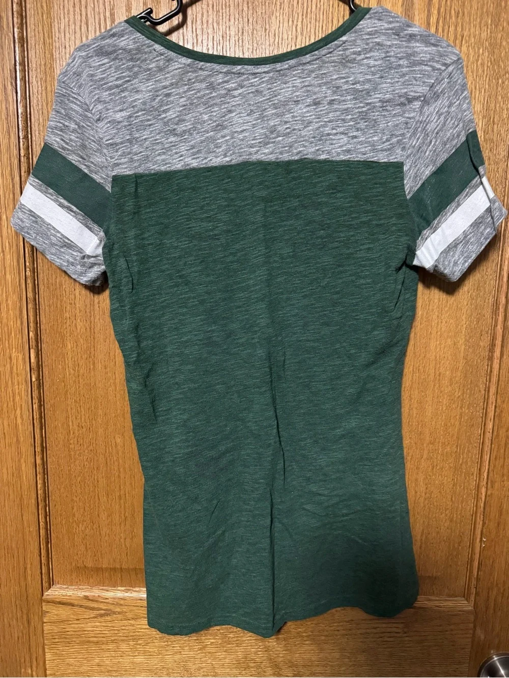 Majestic Green and Gray Green Bay Packers V-Neck Tee